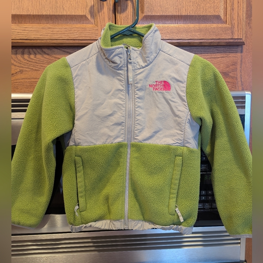 The North Face Green and Gray Fleece Jacket Girls size 6-8